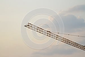 Cranes of construction in everning