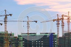 Cranes on a construction site in China