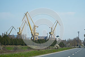 Cranes. cranes that help build ships. Mangalia, Romania.