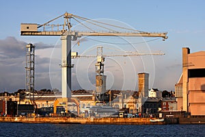 Cranes in the dock, Plymouth, UK