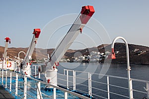 Cranes on a ferry in Greece