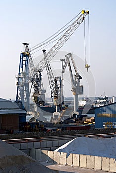 Cranes in harbour photo