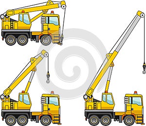 Cranes. Heavy construction machines. Vector illustration