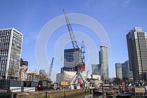 Cranes at the Leuvehaven in Rotterdam