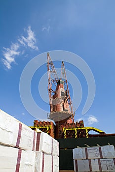 Cranes Loading Freighter With Cargo