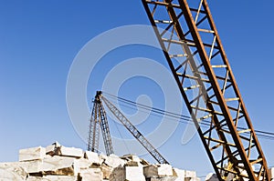 Cranes at marble quarry