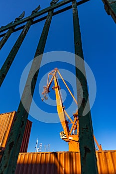 Cranes in the port of Pula in Croatia, construction and repair of ships in the port