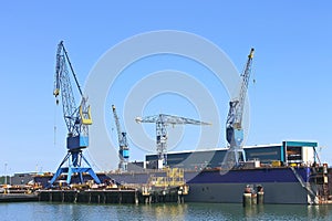 Cranes in shipyard