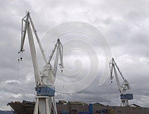 Cranes in a shipyard