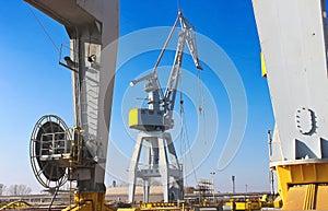 Cranes in the shipyard.