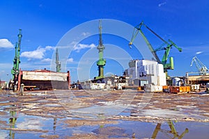 Cranes of shipyard in Gdansk