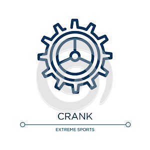 Crank icon. Linear vector illustration from bicycle racing collection. Outline crank icon vector. Thin line symbol for use on web