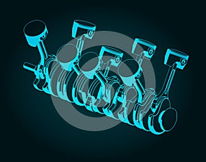 Crankshaft and pistons illustration