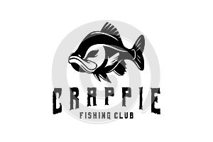 Crappie fish fishing logo, jumping fish design template vector illustration. great to use as your fishing company logo