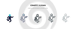 Crappy human icon in different style vector illustration. two colored and black crappy human vector icons designed in filled,