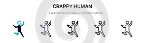 Crappy human icon in filled, thin line, outline and stroke style. Vector illustration of two colored and black crappy human vector