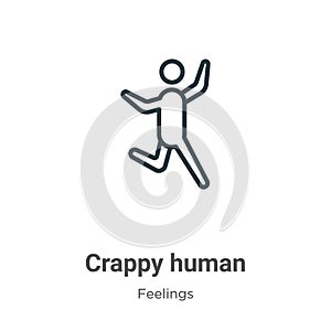 Crappy human outline vector icon. Thin line black crappy human icon, flat vector simple element illustration from editable