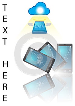 Crash mobile phone cloud vector