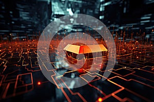 crash system attack security cyber concept background Abstract rendering 3D connection browsing control datum database digital