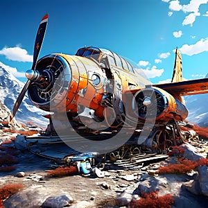 crashed airplane, ai-generatet