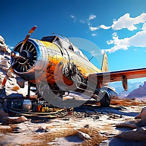 crashed airplane, ai-generatet