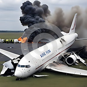 crashed airplane, ai-generatet
