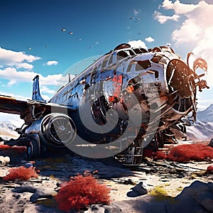 crashed airplane, ai-generatet