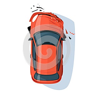 Crashed auto bumper semi flat RGB color vector illustration