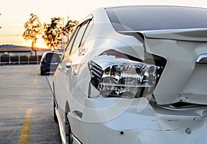 Crashed car, the accident on road photo