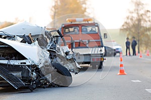 Crashed car automobile collision accident