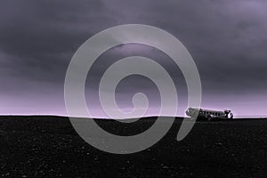 Crashed plane in Iceland, black beach, travel the world