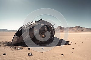 Crashed ufo desert. Generate Ai