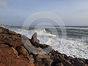 Crashin sea waves in the evening