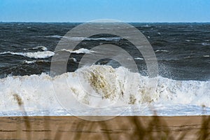 Crashing breakers during hurricane Hermine