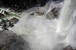 Crashing, foaming waters of Yosemite National Park\'s Vernal Falls