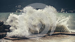 Crashing ocean wave water sea mist spray splash splashing seaside crest beaches beach