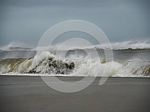 Crashing Wave in High Winds, Stormy Seas