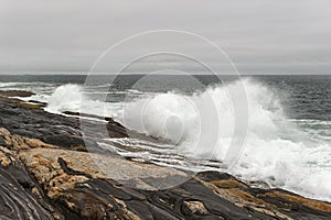 Crashing Wave on Maine Shoreline