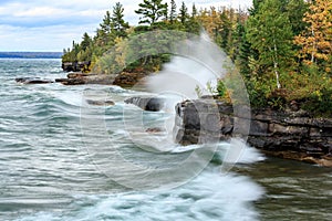 Crashing Waves from Lake Superior at Pictured Rocks National Lakeshore, Michigan