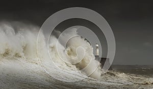 Crashing waves at Porthcawl photo