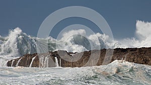 Crashing waves on rocks