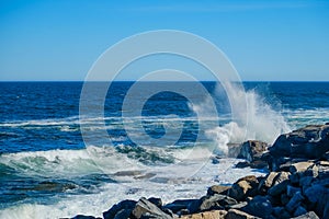 Crashing waves on a Rocky Shore