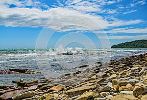 Crashing waves at Swanage,Perveril Point