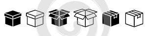 Crate collection. Carton box. Box icon set. Delivery icon. Vector graphi