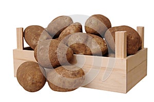 A crate with russet potato