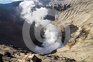 Crater of active volcano Bromo, Bromo Tengger Semeru National Pa