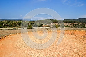 Crater from cluster bomb near to village in Xieng Khouang Province, Laos. One of the most heavily bombed place in Laos