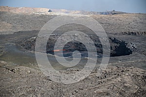 Crater of the Erta Ale and it`s permanant lava lake