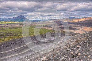 Crater of Hverfjall volcano on Iceland