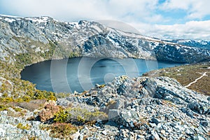 Crater lake in Cradle mountain of Tasmania state of Australia.